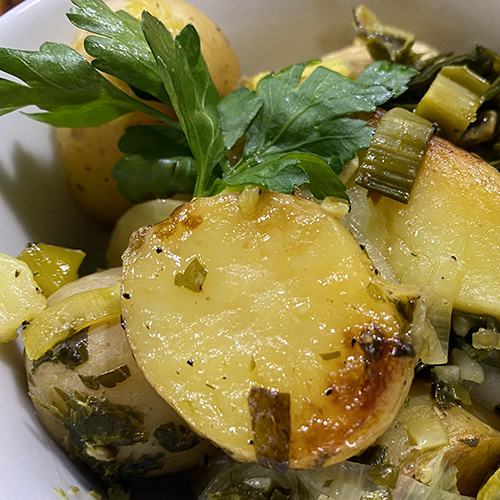 Roasted Potatoes with Leeks and Herbs